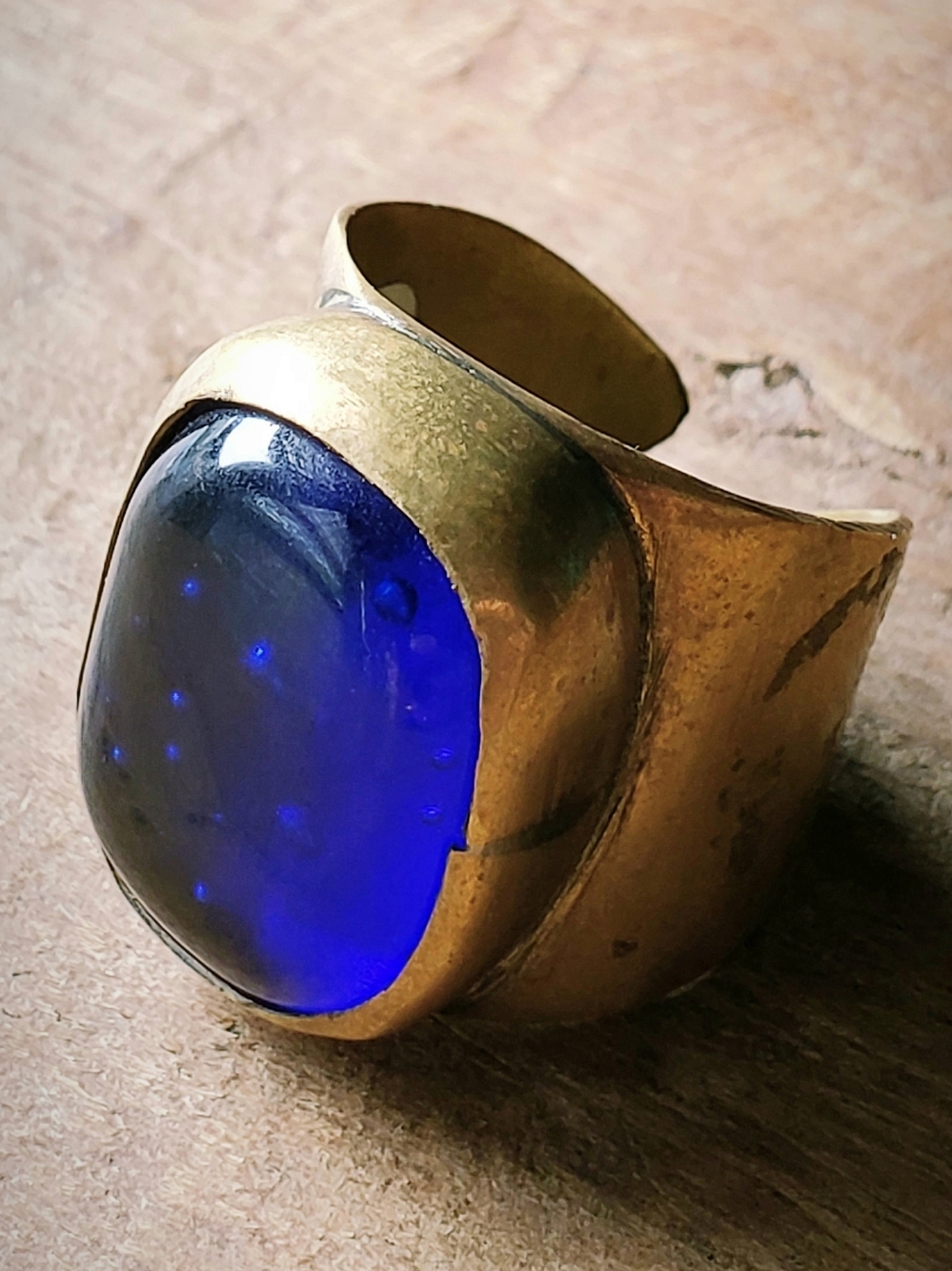 Vintage Cobalt Blue Glass Ring